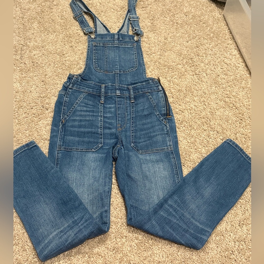 Madewell Blue Denim Overalls with Distressed Details